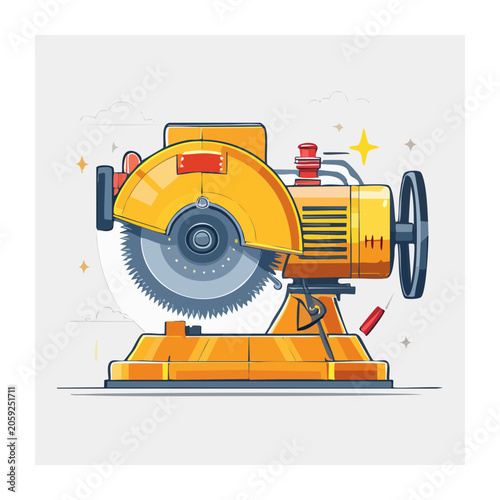 Flat design illustration of an industrial circular saw machine