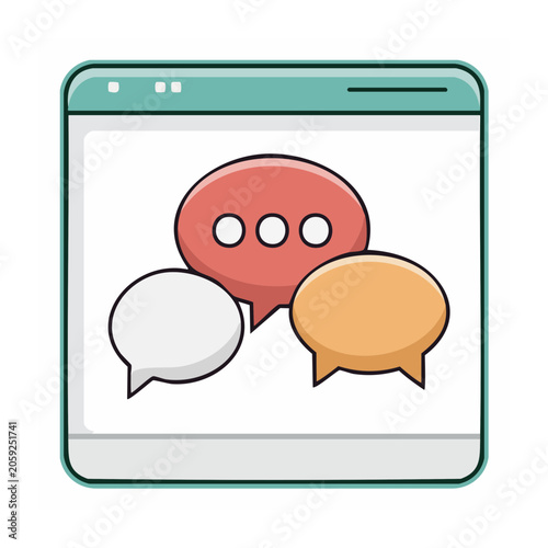 Flat design speech bubbles in browser window icon