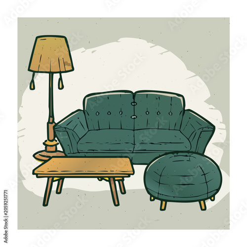 Hand Drawn Living Room Furniture Set
