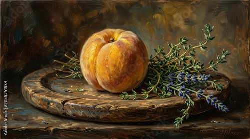 Rustic Apple Still Life on Wooden Board