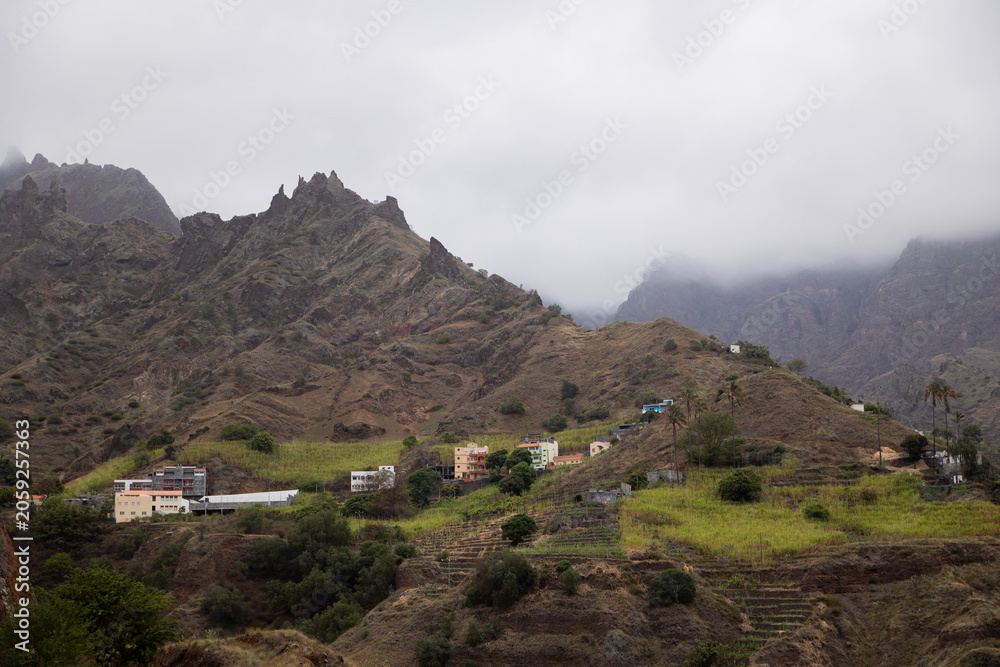 Fototapeta premium Mountain Valley in Morning Mist Santo Antao