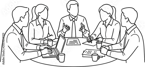 Obraz na płótnie A group of professionals engaged in a business meeting at a round table