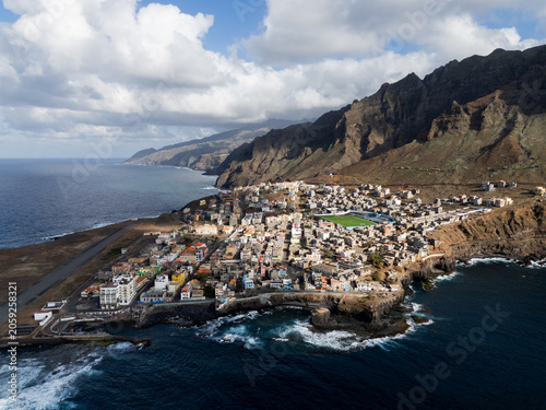 Fotografía Drone View of Dramatic Coastal Cliffs Santo Antao