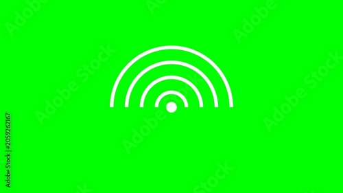 White Wireless Signal Strength Indicator Icon with Concentric Arcs on a Green Background
