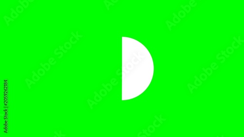Minimalist White Pie Chart Graphic Element on Vibrant Chroma Key Green Screen Background