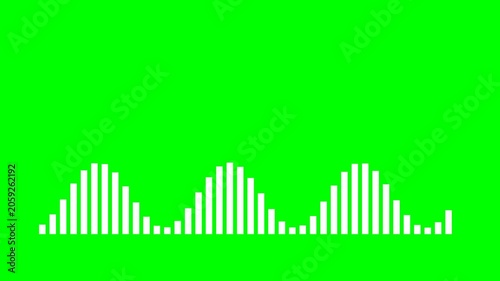 White Digital Audio Sound Wave Visualization on a Bright Chroma Key Green Background