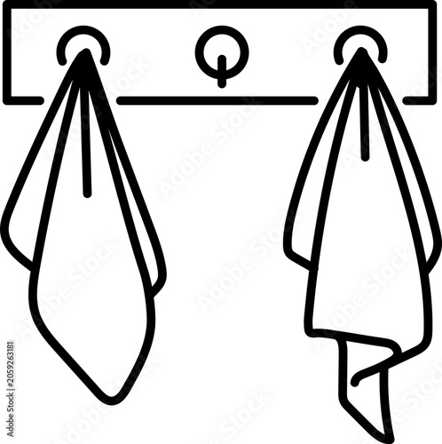 Fotografie Clothes hanging on wall wooden hanger with outline