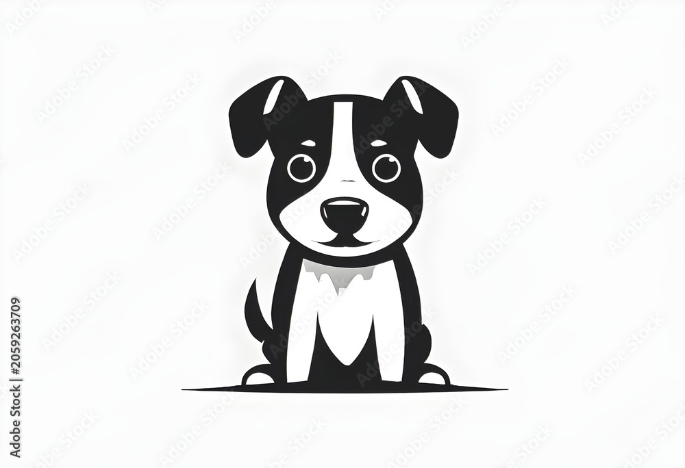 Fototapeta premium A simple cartoon dog with a white background, abstract illustration, AI generated