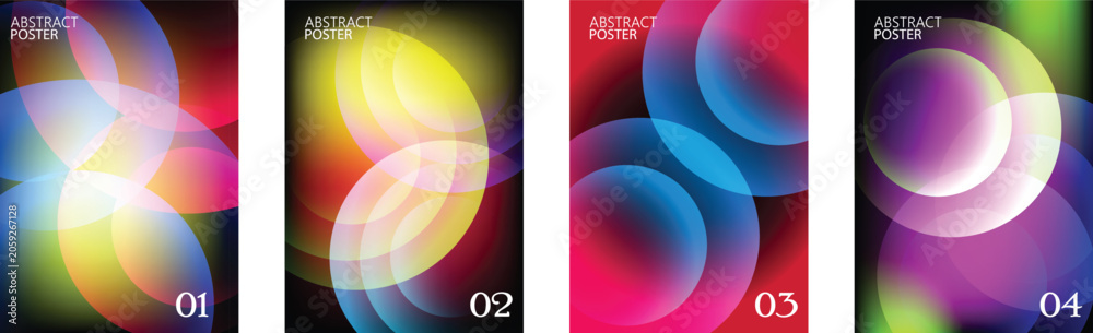 Fototapeta premium Abstract Neon Geometric Circle Poster Design Template Set