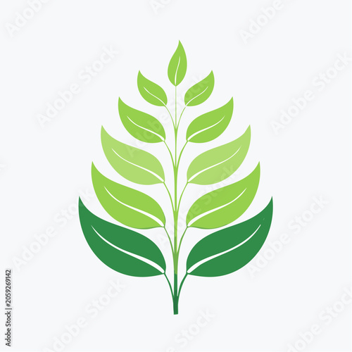 Stylized Green Leaf Branch Icon