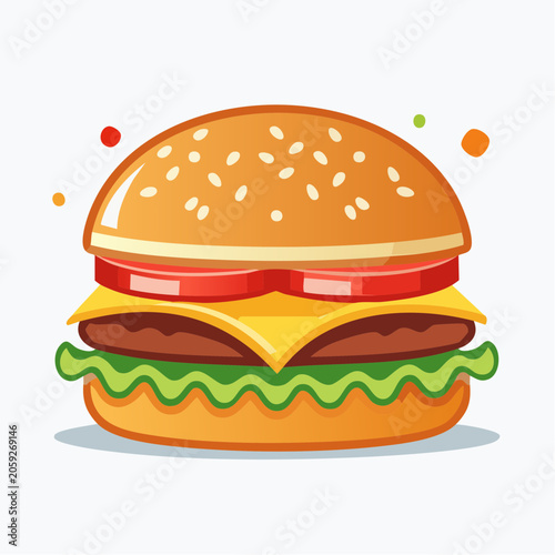 Stylized Illustration of a Delicious Cheeseburger