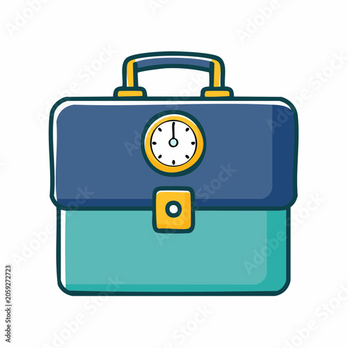 Cartoon Briefcase with Clock Icon