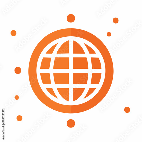 Orange Globe Icon with Dots
