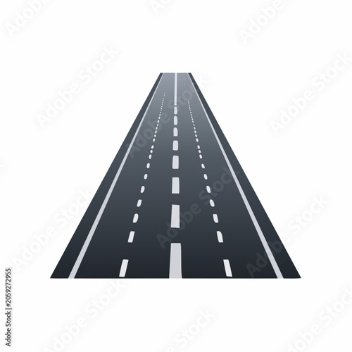 Perspective View of a Highway with Lane Markings