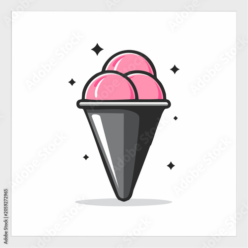 Pink Ice Cream Cone Illustration