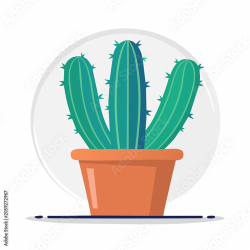 Potted Saguaro Cactus Illustration