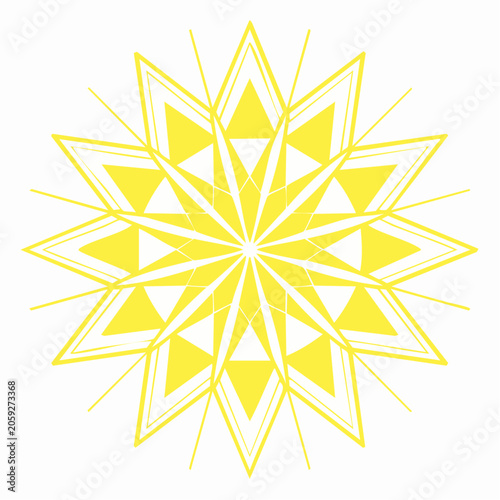 Yellow Geometric Starburst Mandala
