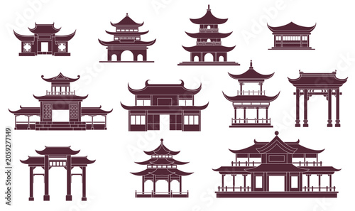 Фотография Traditional Chinese Building Vector Element Set