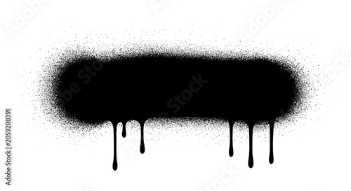 Tableau sur toile Black Spray Paint Texture Banner with Drip Effects for Urban Street Art and Grun