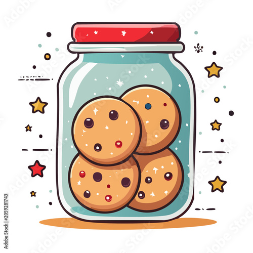 Flat design illustration of cookie jar with cookies