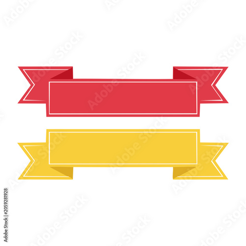 Red and Yellow Ribbon Banner Vector