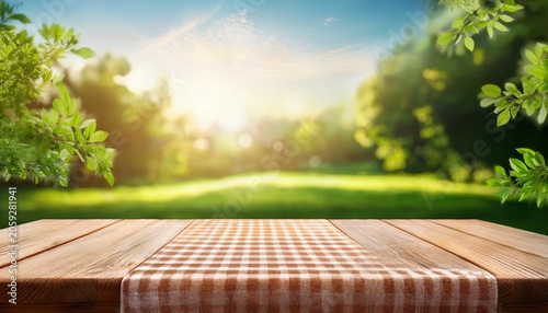 Summer Nature Backdrop With Copy Space On Picnic Table