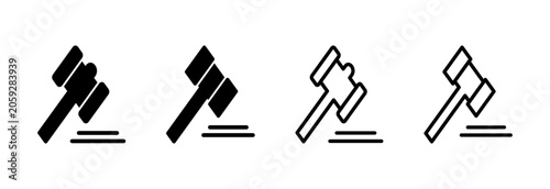 Gavel icon symbol for apps and websites. judge gavel sign and symbol. law icon. auction hammer