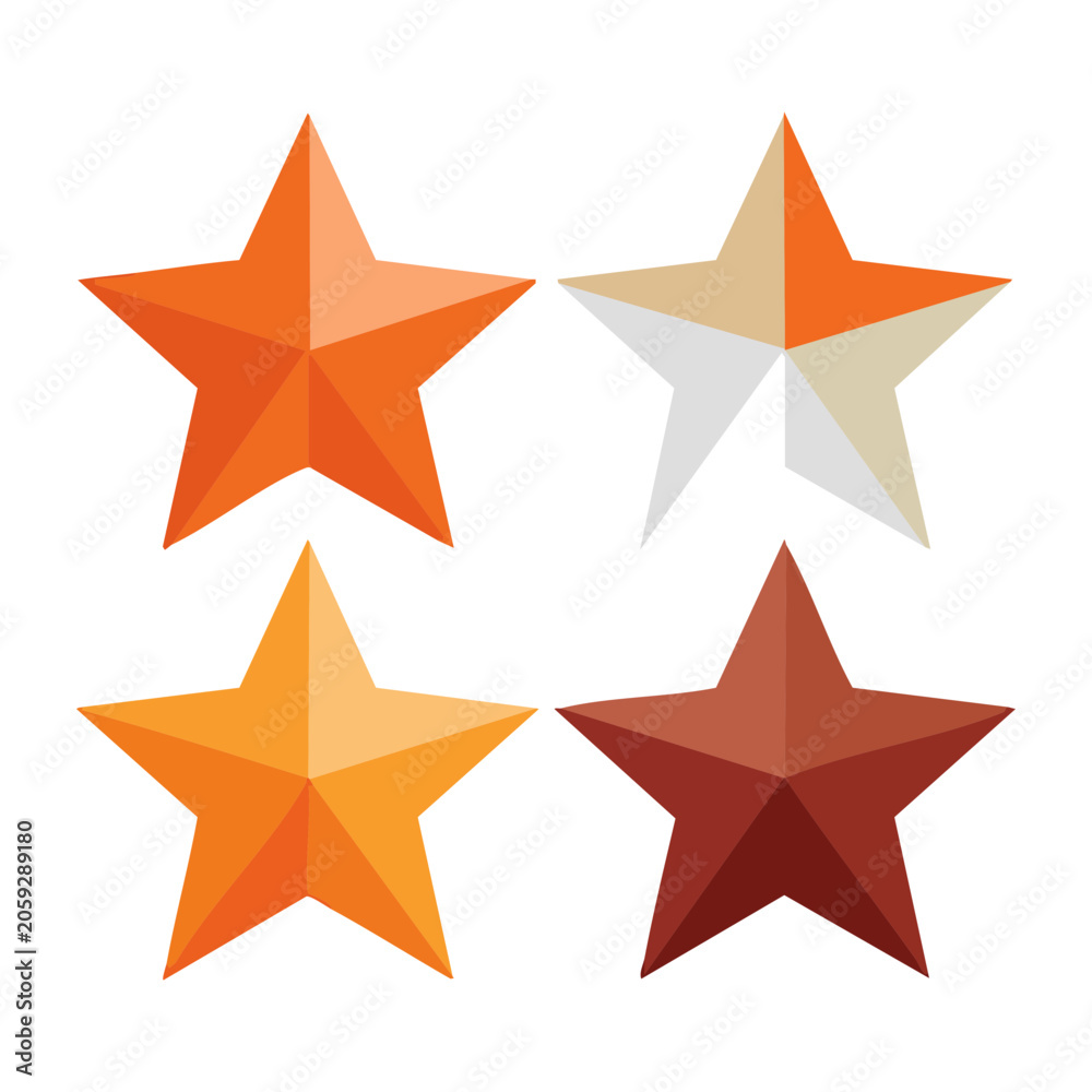 Fototapeta premium Four geometric stars in flat design