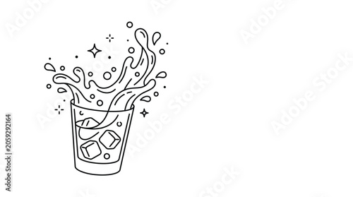 Fotografie A refreshing splash of ice cubes in a glass, perfect for a cool beverage, showca