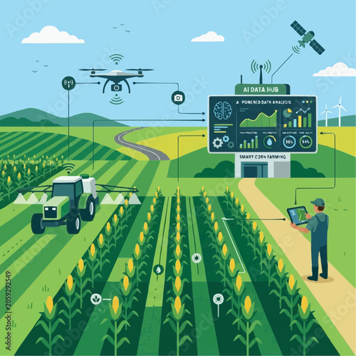 Smart Corn Farming with AI Drone Tractor and Data Hub