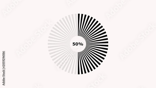 Black and white video animation with 100 percent, business statistics, infographic percentage sign, data visualization, chart, graph, business, finance, statistics.
