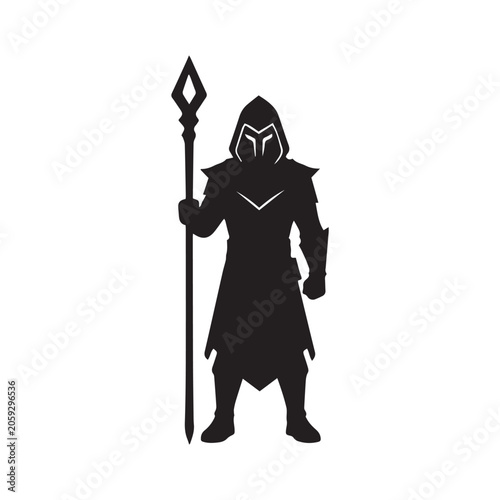 vector illustration of medieval knight with weapon