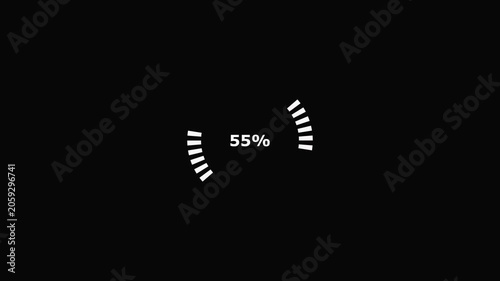 Battery Charging Animation Loading Progress Indicator 100 Percent White on Black Background.