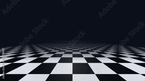 A minimalist elegant neon loop design featuring a checkered floor