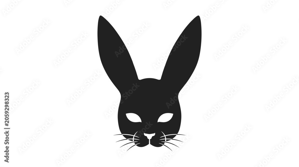 Obraz premium Minimalist black rabbit silhouette with distinctive ears and facial features for modern design