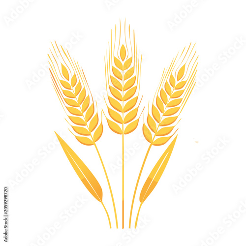Golden Wheat Ears Flat Design Illustration