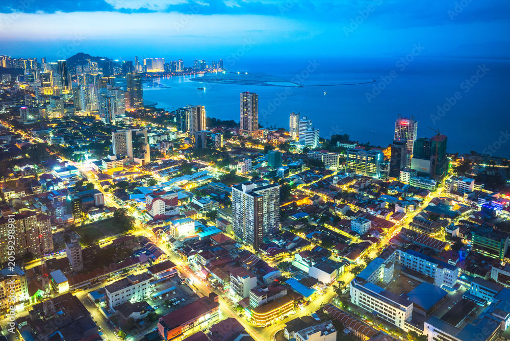 Obraz premium skyline of george town in penang, malaysia