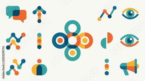 Tableau sur toile Colorful Geometric Shapes and Symbols.