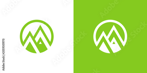 logo design combining circle and mountain, design vector icon idea.