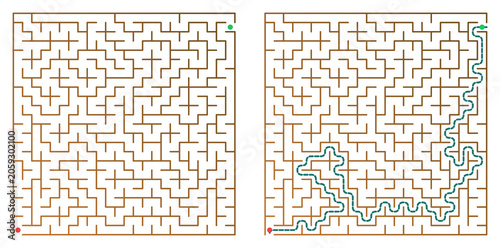 Photos Maze puzzle with solved path from start to finish