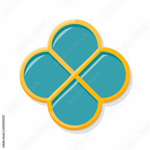 Abstract Clover Shape with Golden Outline