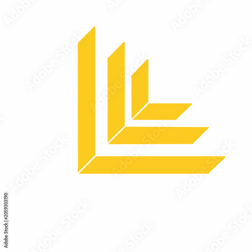 Abstract Yellow Geometric Shapes on White Background