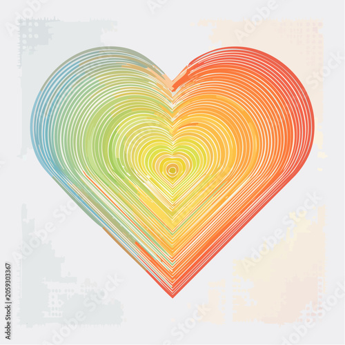 Rainbow Heart Abstract Art