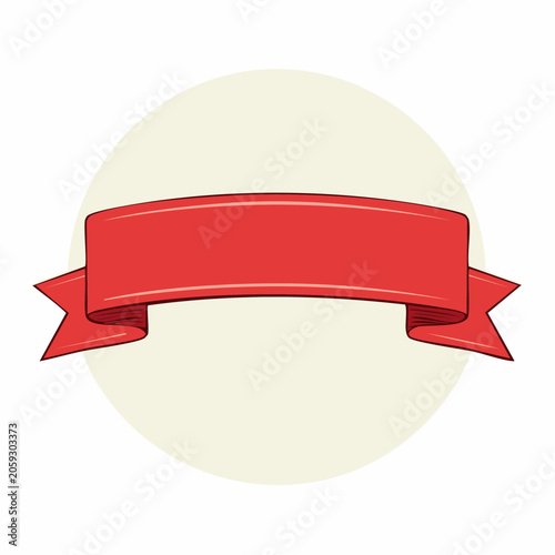 Red Ribbon Banner with Circle Background