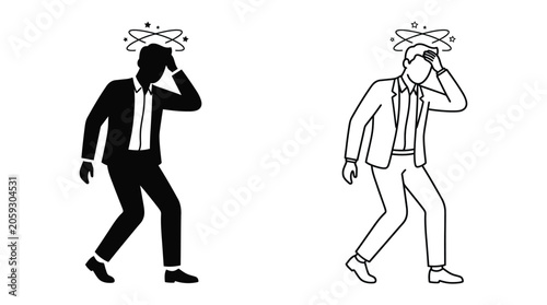 Fotografie Silhouette Of A Man In A Suit With Stars Black And White