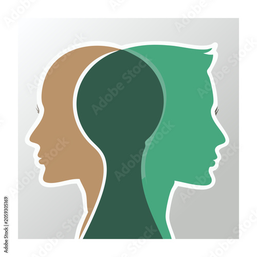 Two profiles in flat design style