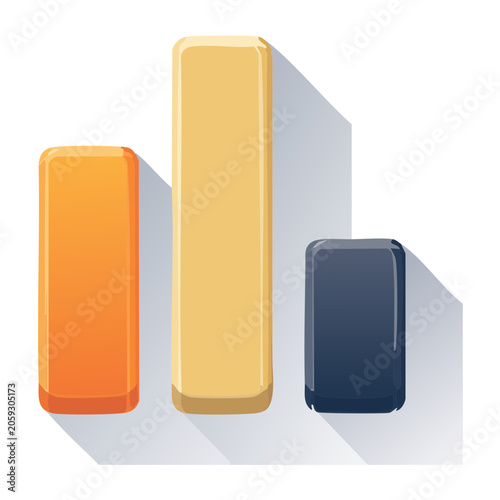 Three colored bars in flat design style