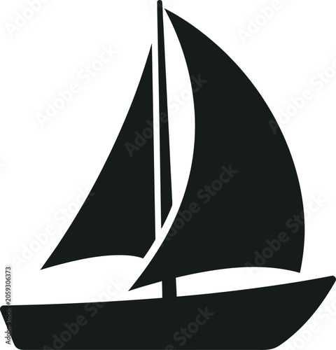 Obraz na plátně Sailboat silhouette with two sails on white background
