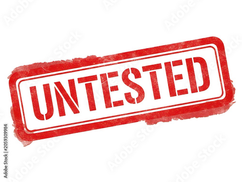 Untested red stamped badge with distressed edges isolated on transparent background
