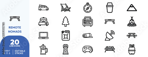 Fotografie Refined Remote Collection Nomad Lifestyle Vector Graphic.